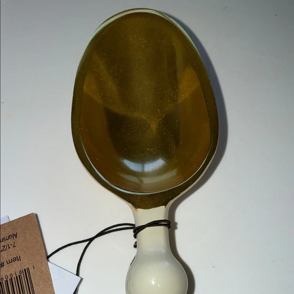 Ew-Creative Co-Op Gold metal and ceramic Cream Serving Spoon/ scoop